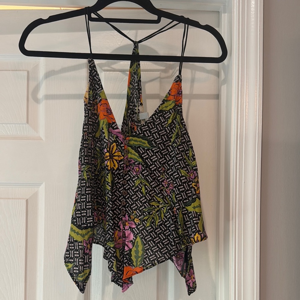 Floral Black Sleeveless Top